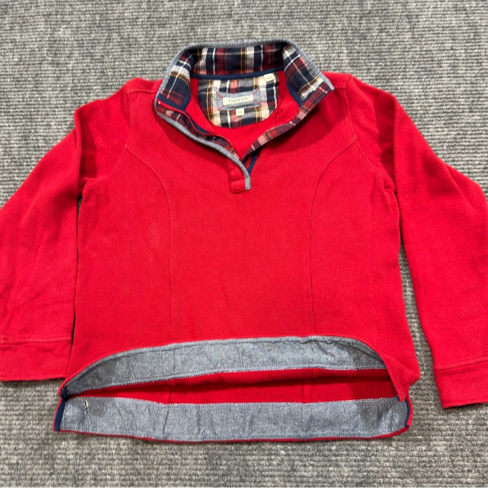 Orvis - Men’s, SZ:M Red, Cotton, Plaid Collar, Quarter Zip Pullover (A1/004)
